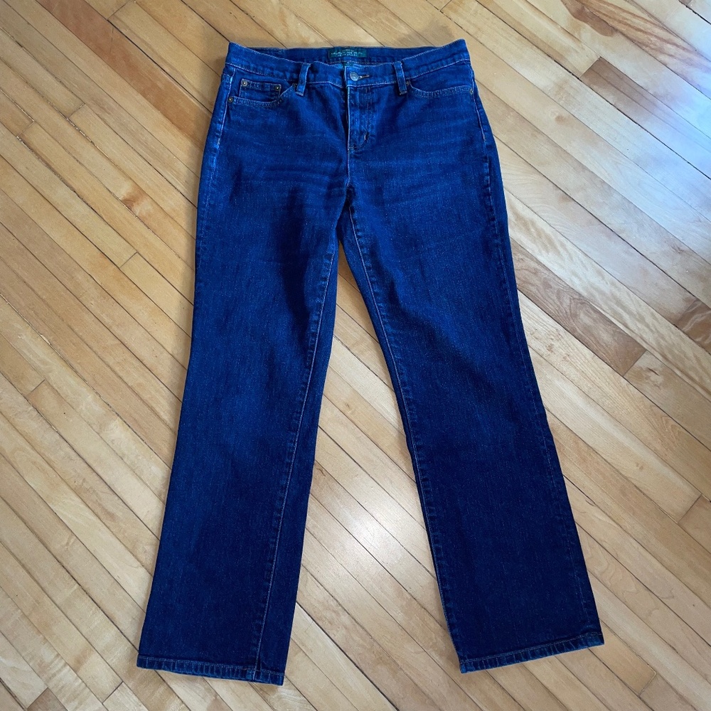 LAUREN RALPH LAUREN Women's Jeans Straight Leg Classic Dark Wash Preppy Heritage